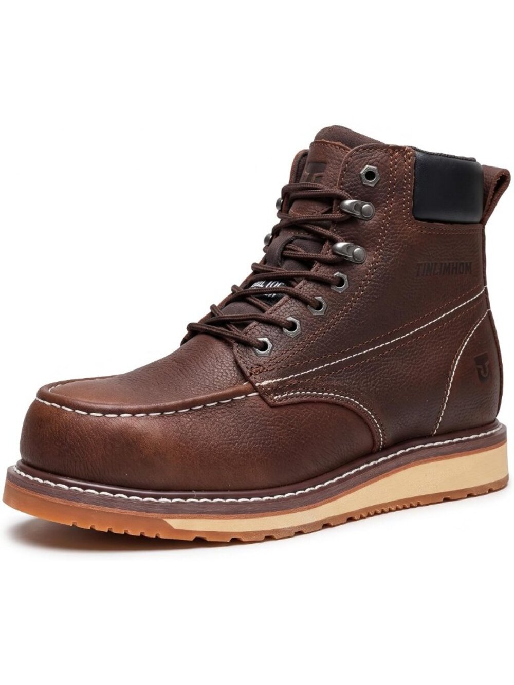Men's Water-Resistant Moc Toe Work Boots - Soft & Steel Toe, Comfortable